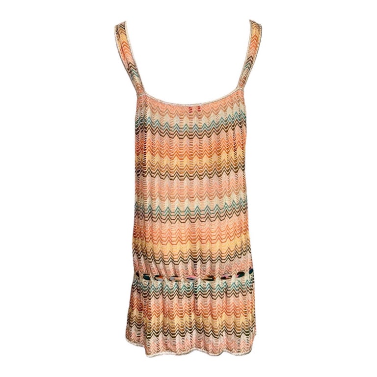 NEW Multicolor Missoni Metallics Lurex Crochet Knit Tunic Mini Dress 38 For  Sale at 1stDibs