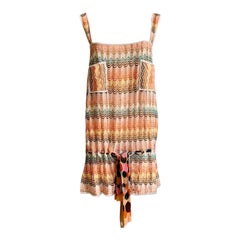 Missoni Metallics, mini robe tunique multicolore en maille crochetée en lurex, taille 38, état neuf