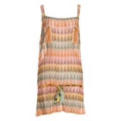 NEW Multicolor Missoni Metallics Lurex Crochet Knit Tunic Mini Dress