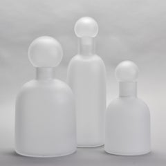 New Murano 3 Piece Clear Frosted Glass Decanter Set