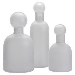 New Murano 3 Piece Clear Frosted Glass Decanter Set