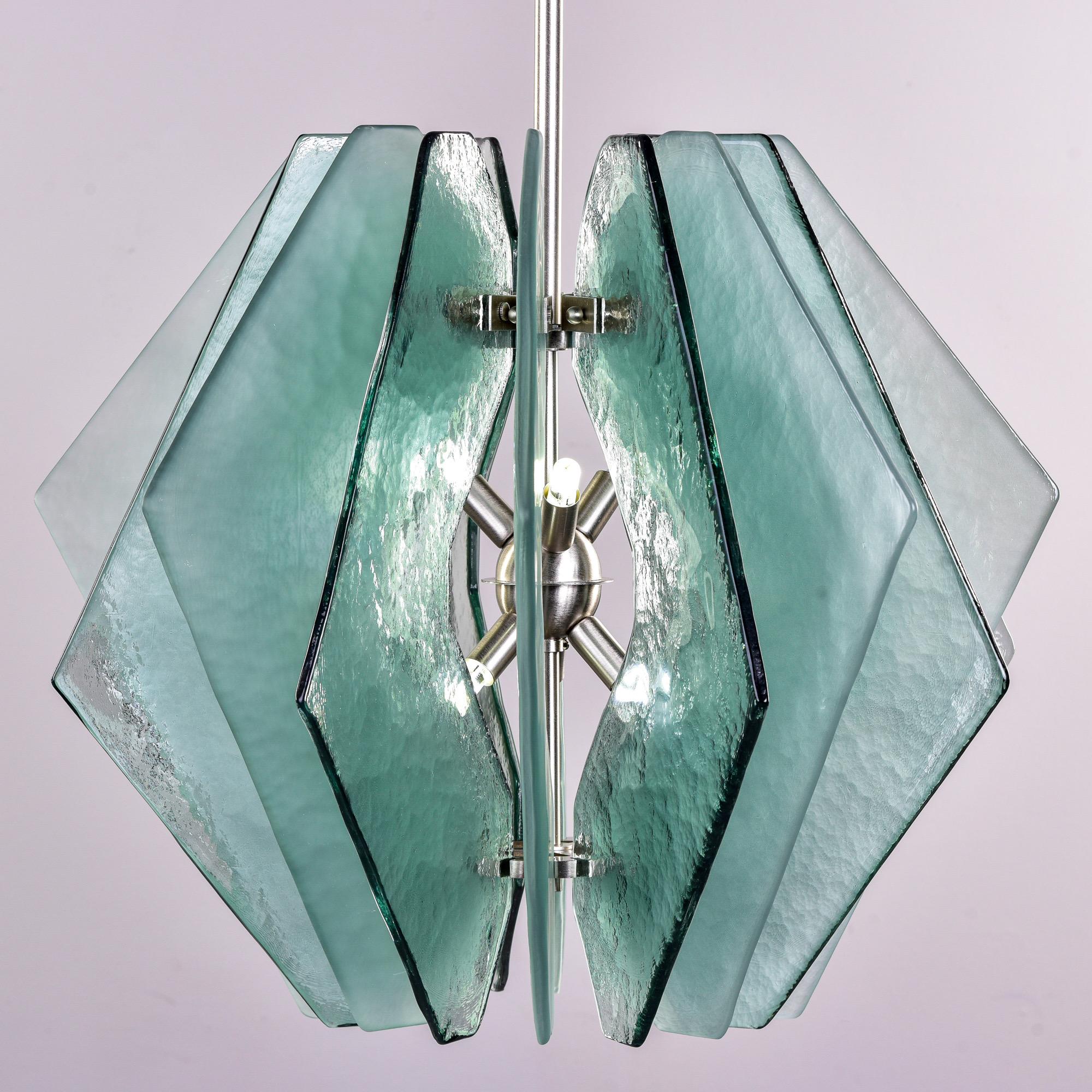 Murano Glass New Murano Chandelier with Glass Panels in Pale Green