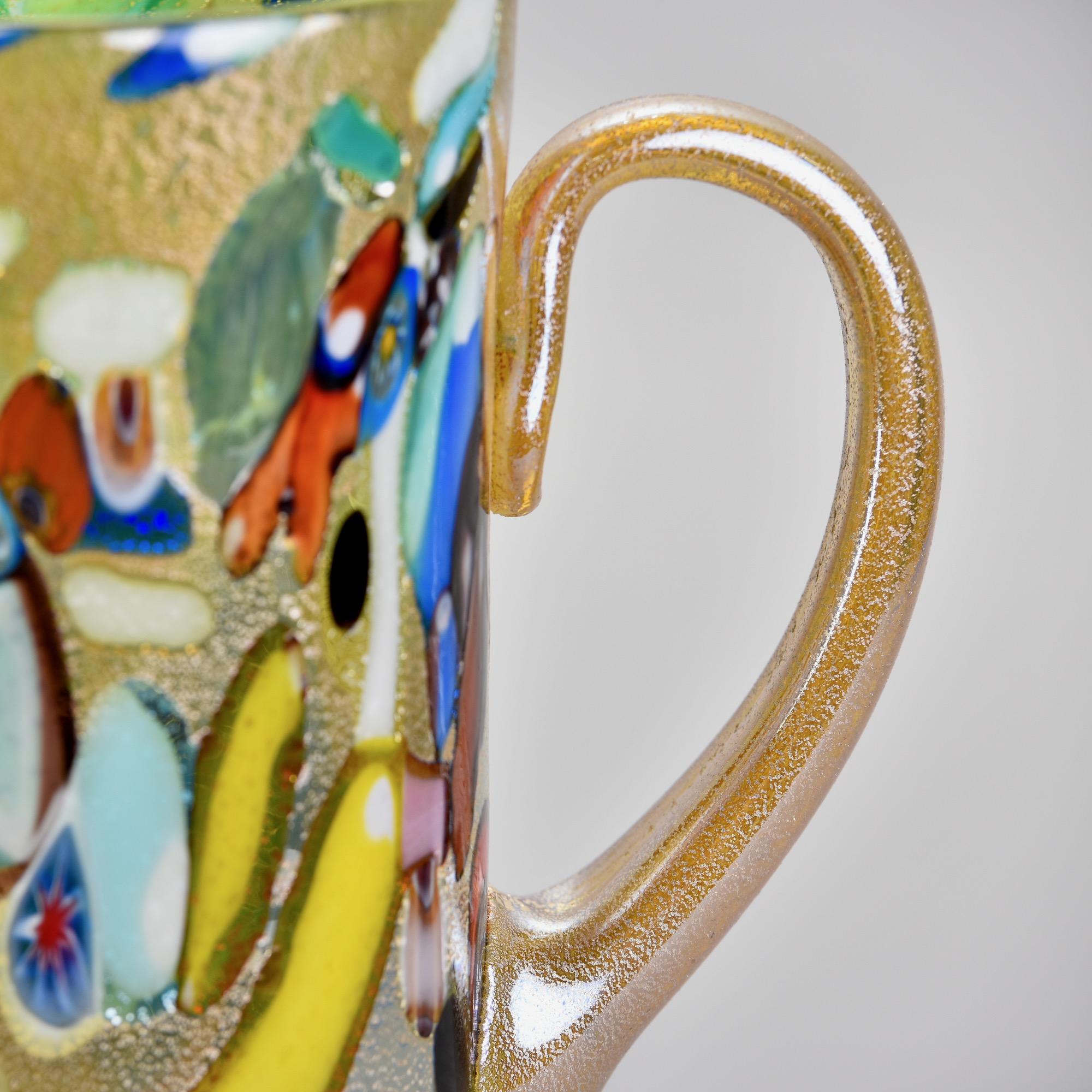 Nouveau pichet en verre de Murano vert or et multicolore en vente 4