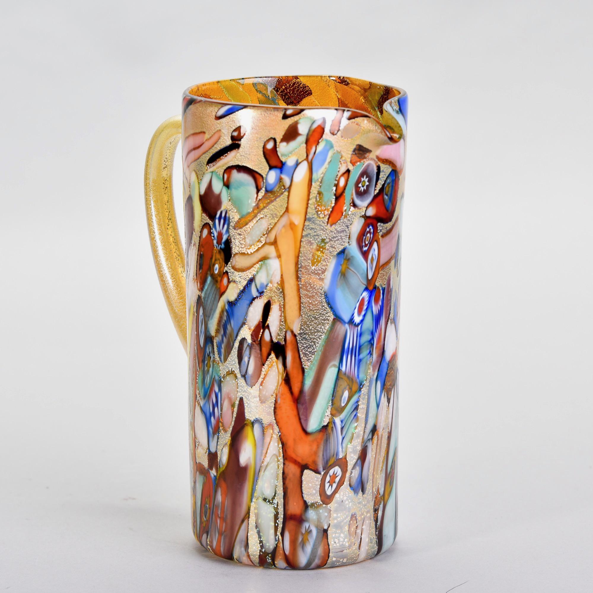 New Murano Glass Pitcher in Gold with Multiple Colors 4