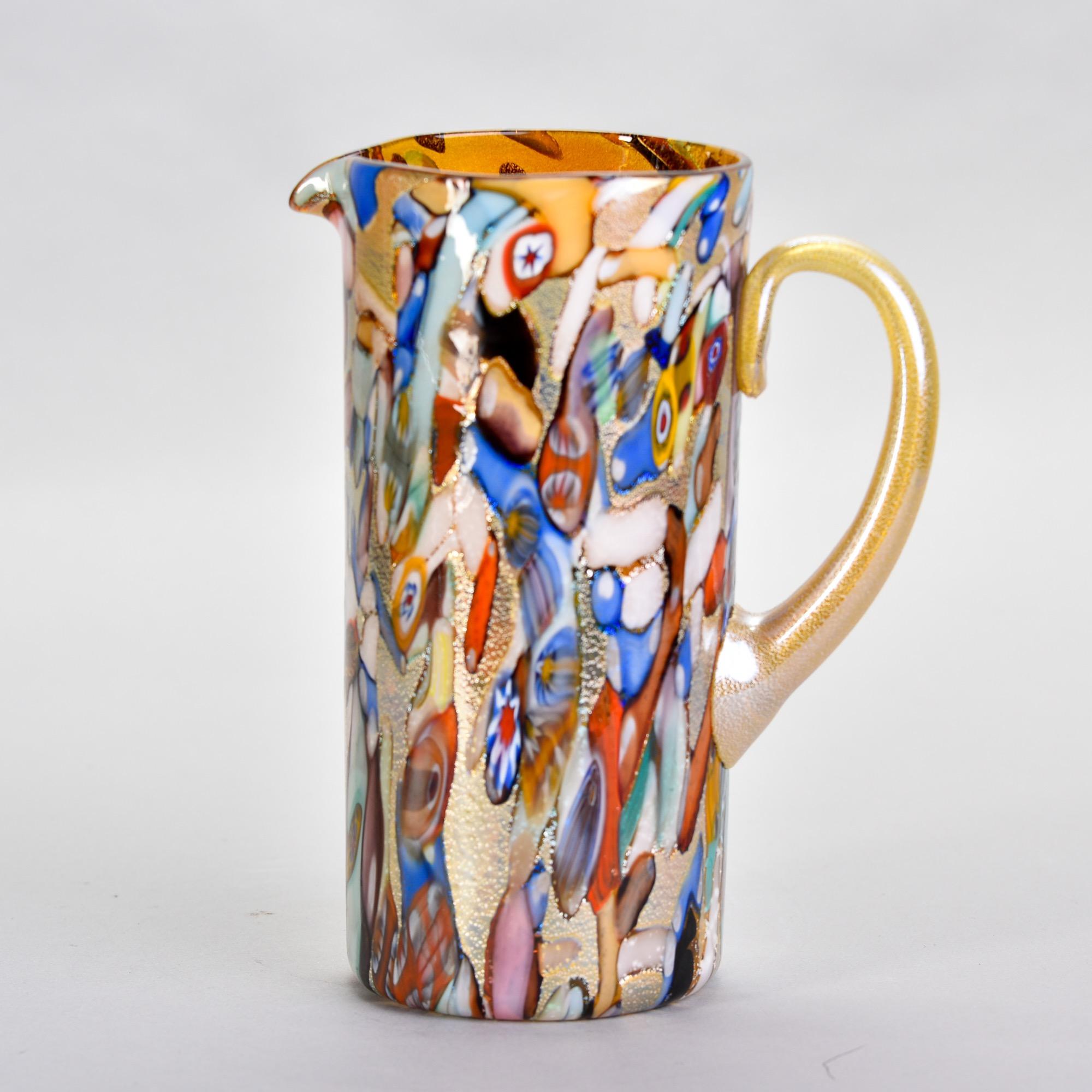 New Murano Glass Pitcher in Gold with Multiple Colors 1