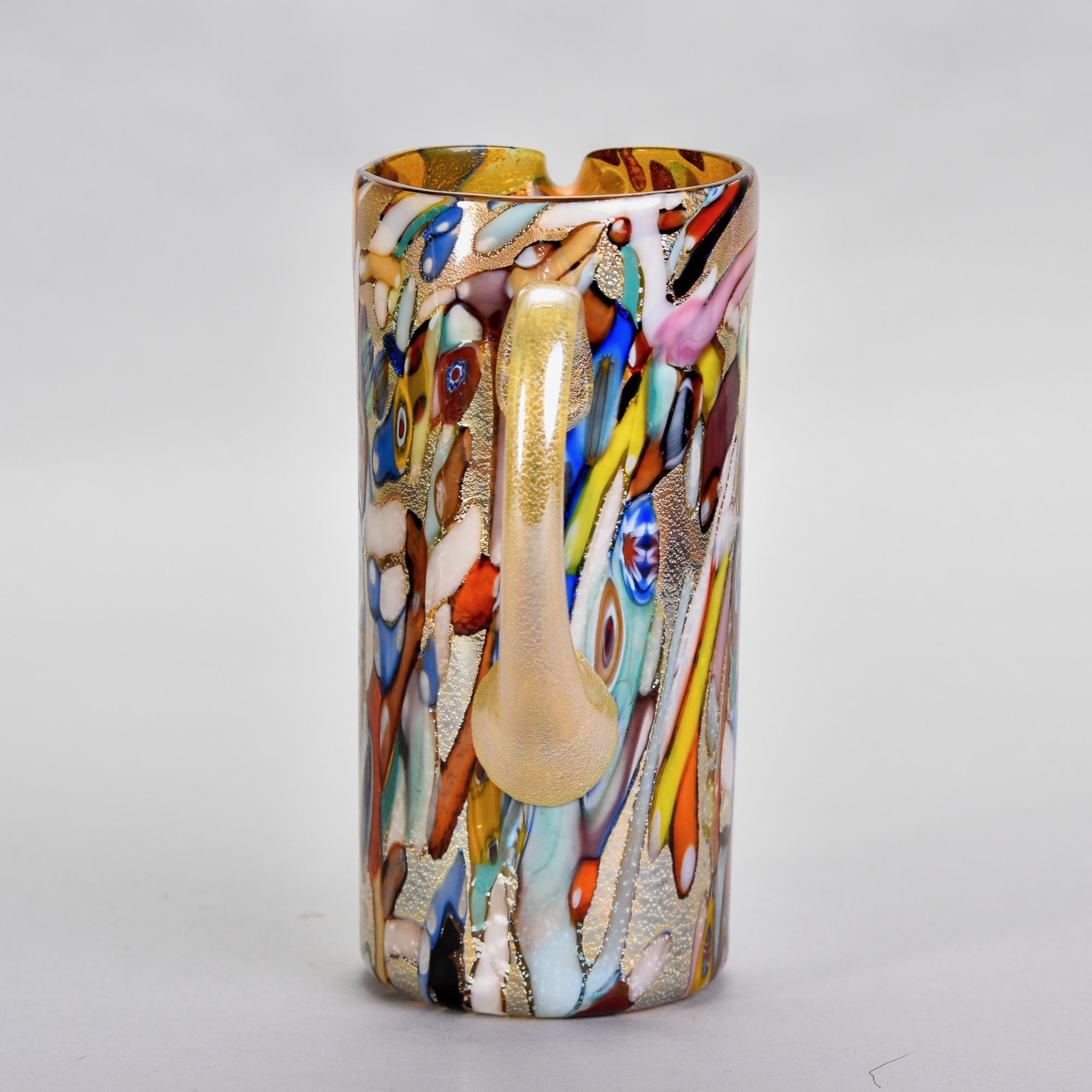 New Murano Glass Pitcher in Gold with Multiple Colors 2