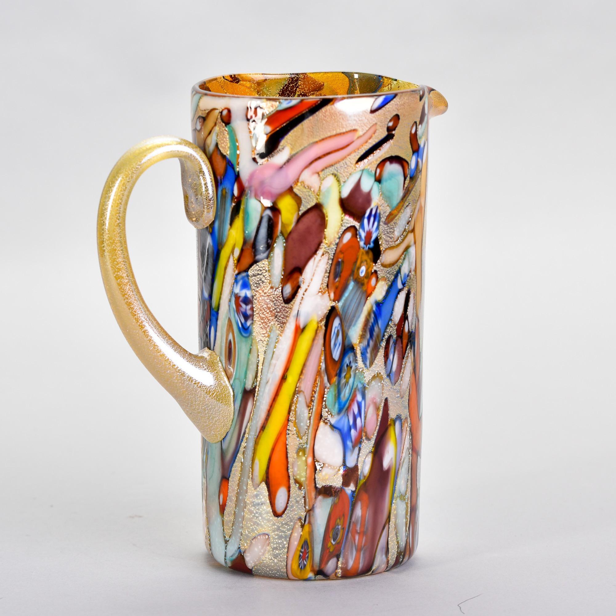 New Murano Glass Pitcher in Gold with Multiple Colors 3