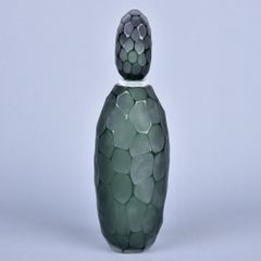 New Murano Glass XL Dark Green Battuto Perfume Bottle