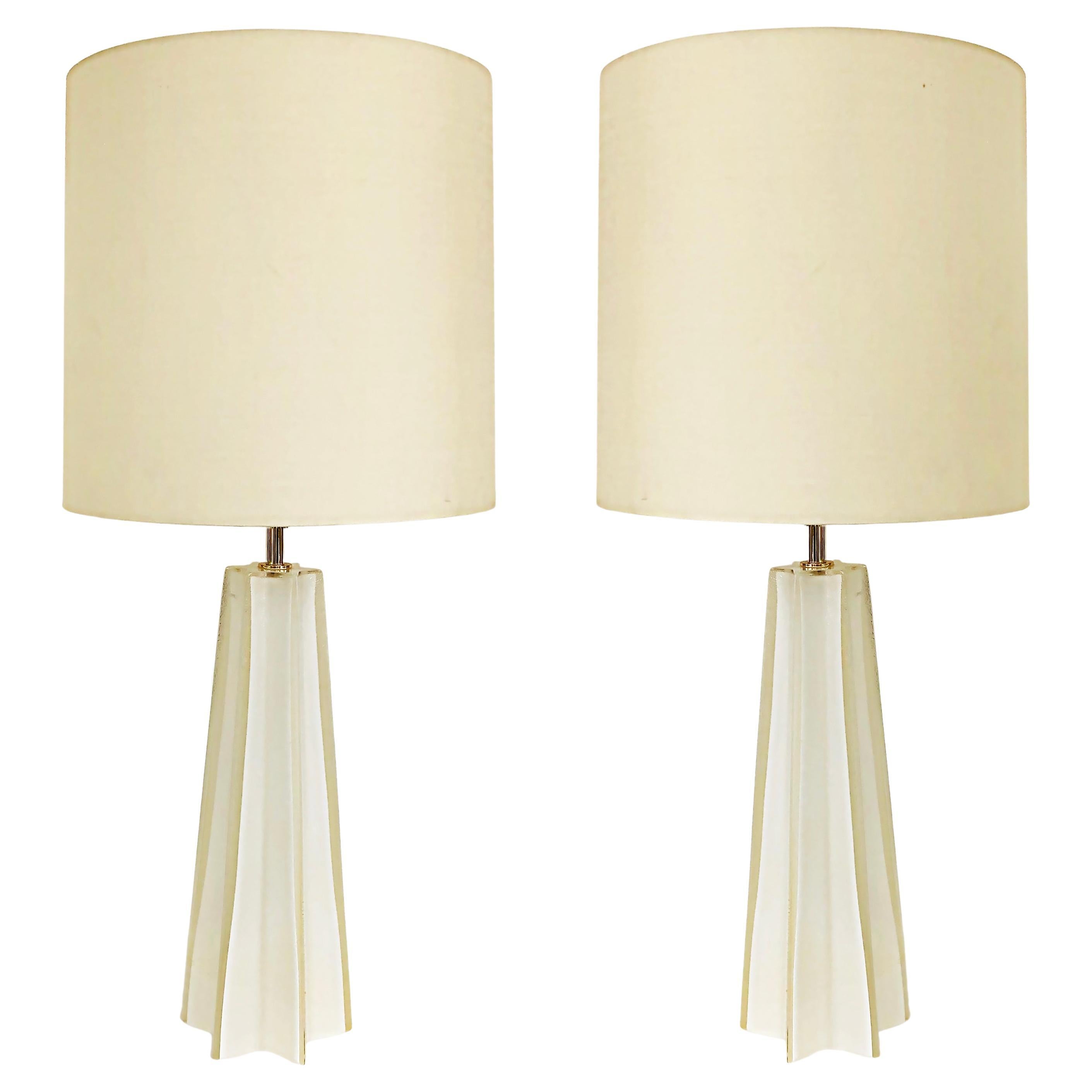 New Murano "Star" Form Cased Glass Table Lamps with Single Socket For Sale