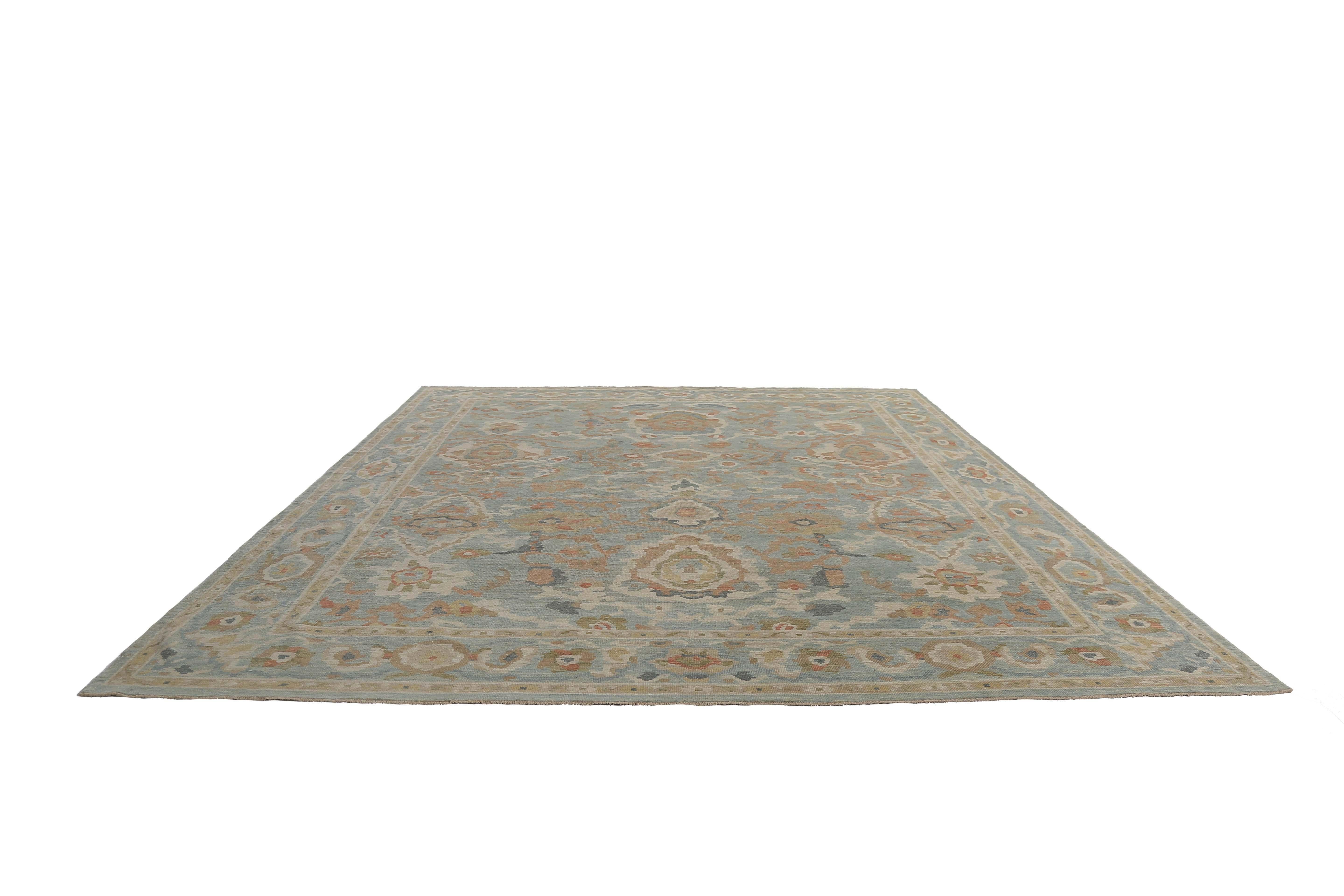 Contemporary New Muted Pastel Turkish Sultanabad For Sale