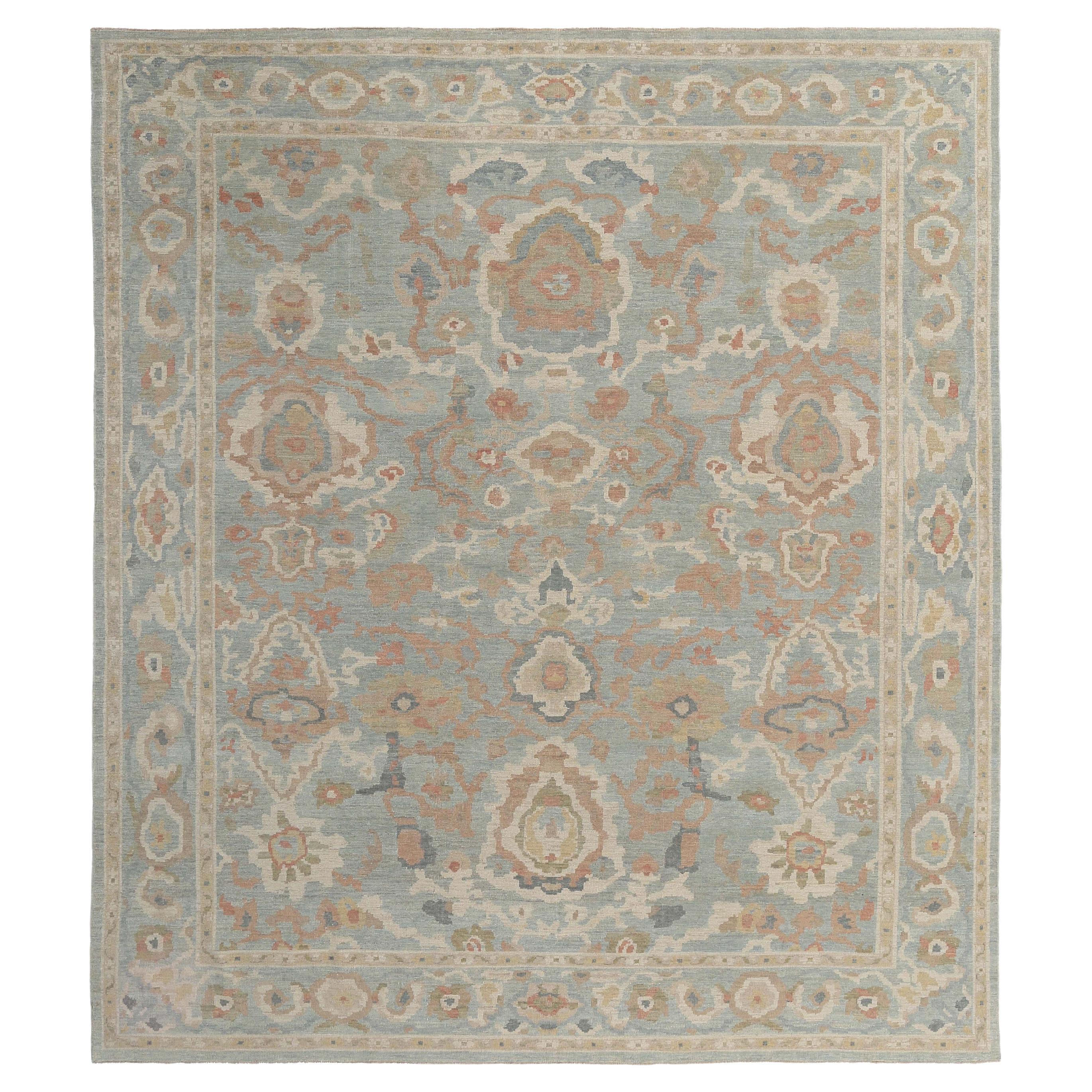 Afghanistan Sultanabad Area Rugs Circa 1990 - Wool Blue Ivory Design - 95577