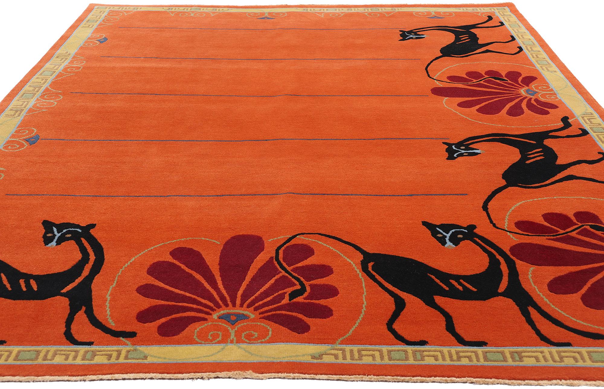 Indian New Mystic Sunset Enchantment Modern Chinese Art Deco Rug, 06'01 x 08'11 For Sale