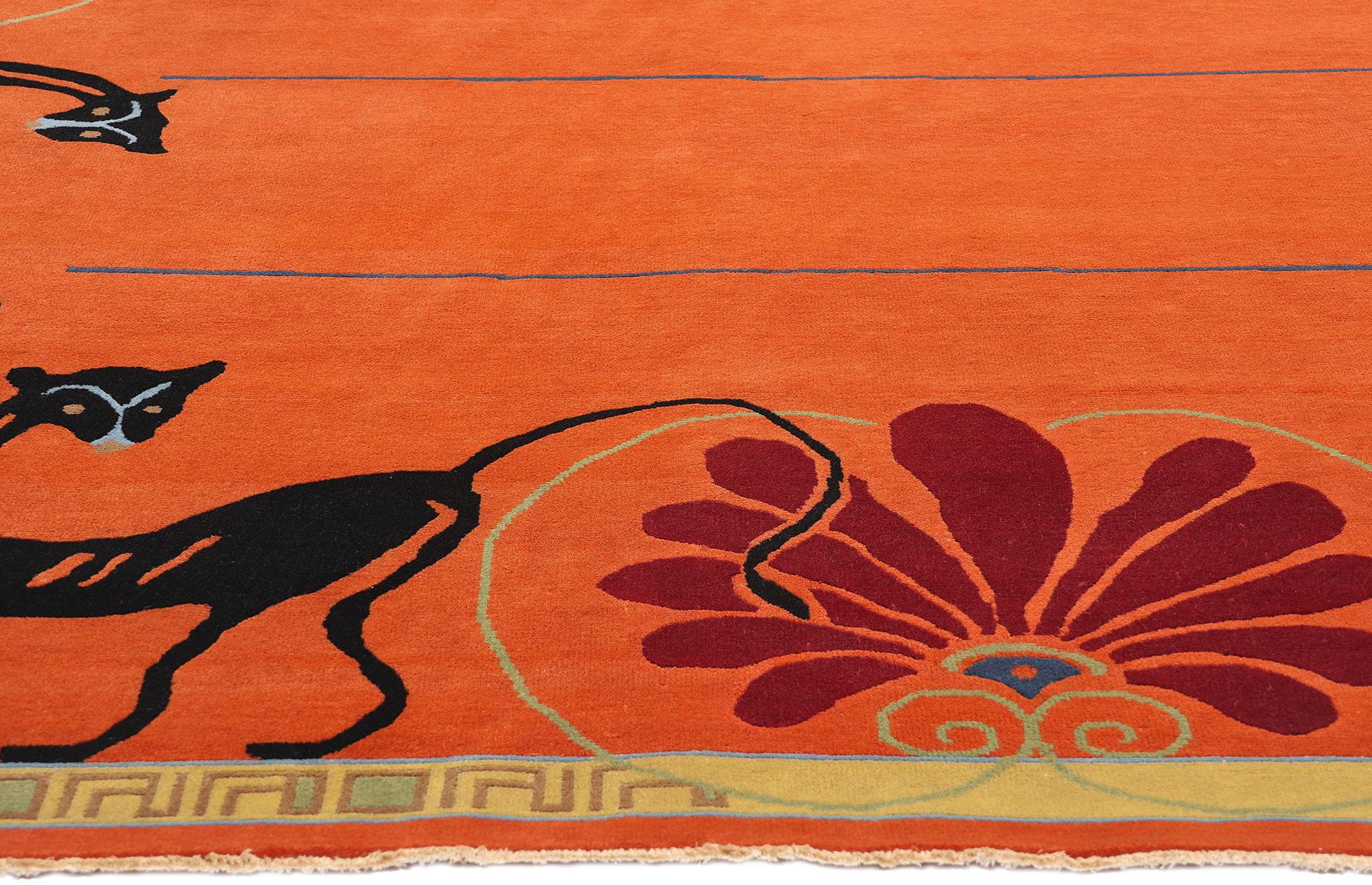Indian New Mystic Sunset Enchantment Modern Chinese Art Deco Rug, 07'11 x 10'02 For Sale