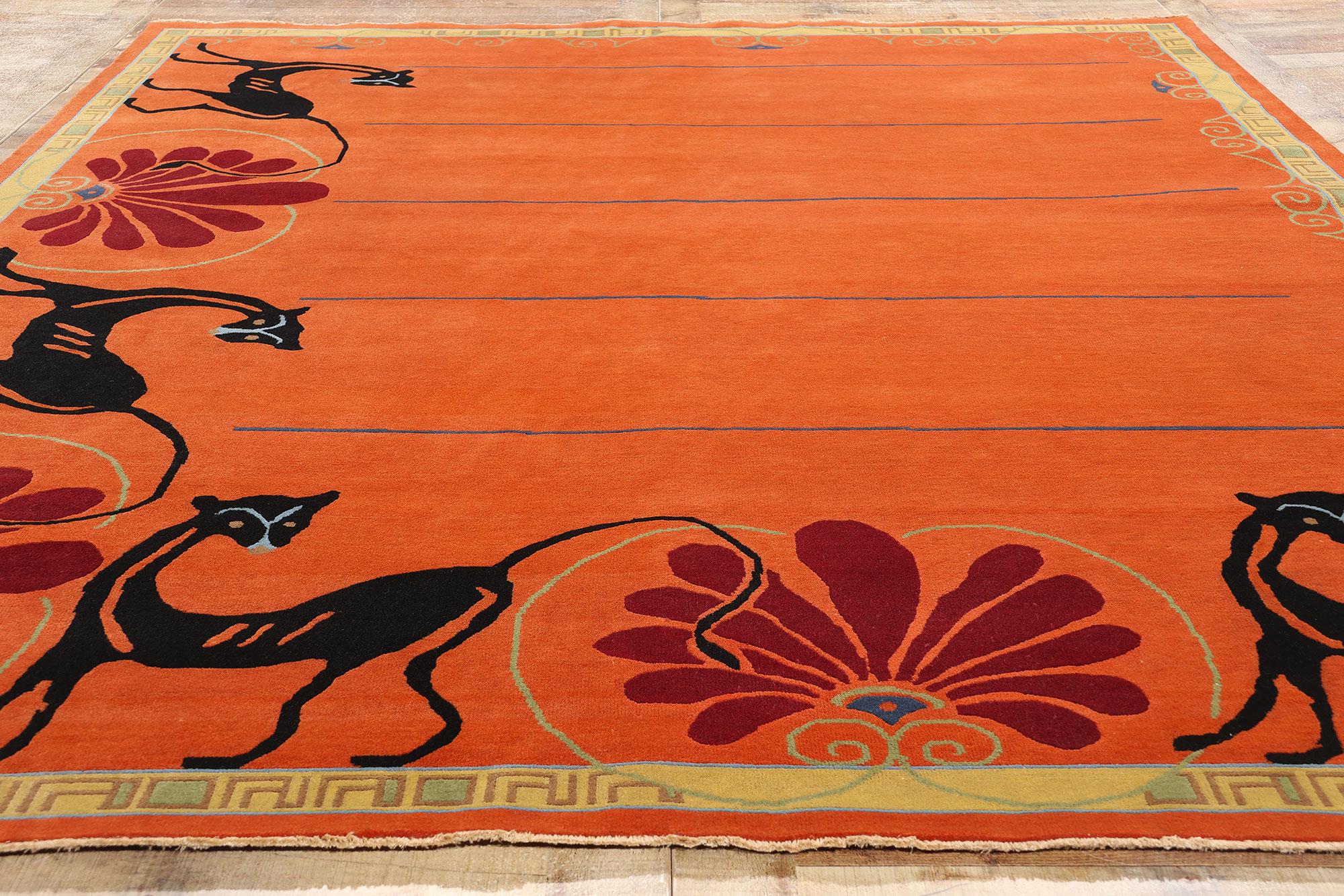 Wool New Mystic Sunset Enchantment Modern Chinese Art Deco Rug, 07'11 x 10'02 For Sale