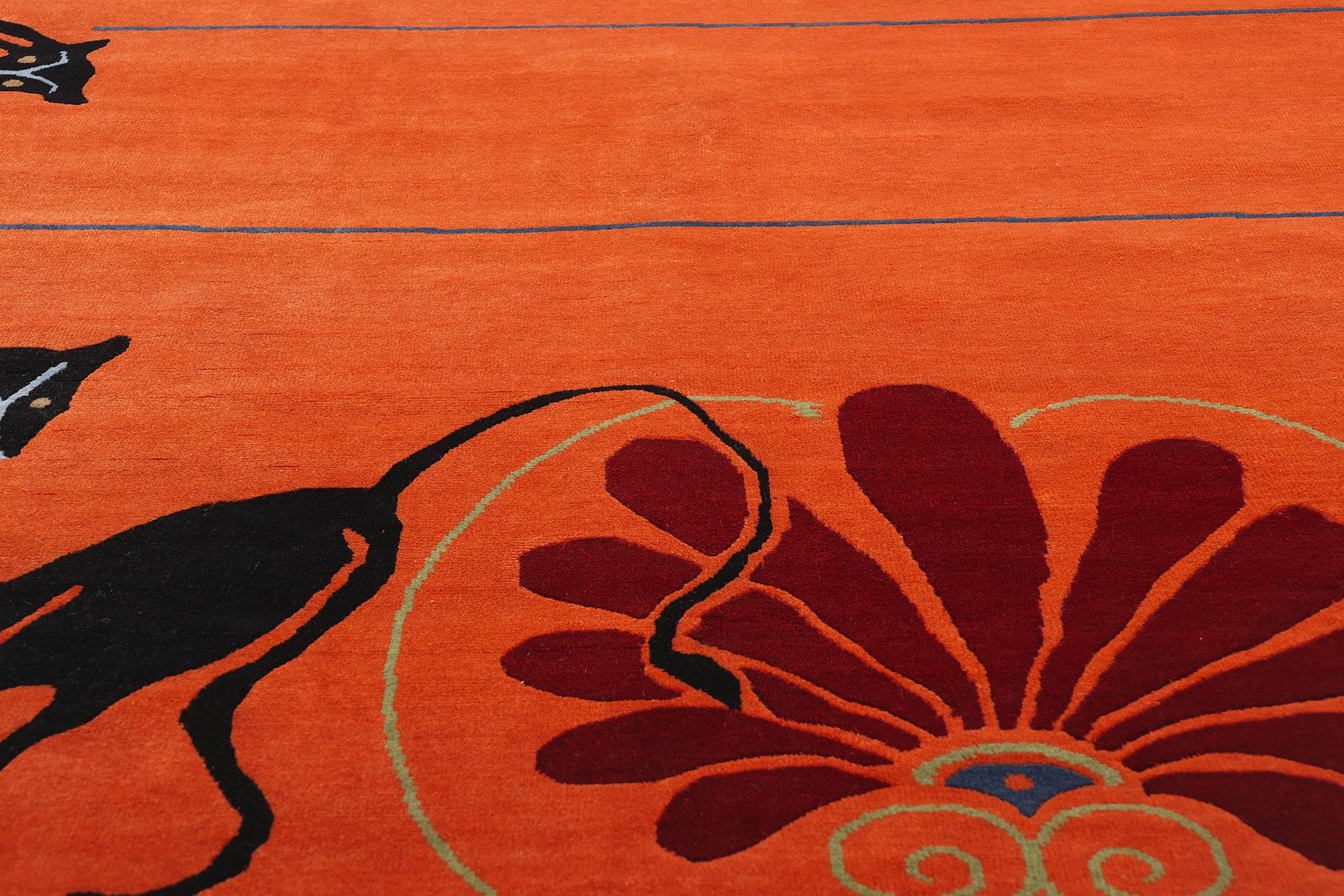 Annodato a mano New Mystic Sunset Enchantment Tappeto moderno cinese Art Deco, 09'00 x 12'06 in vendita