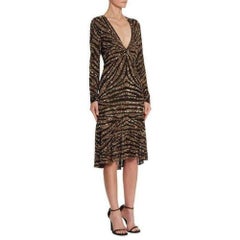 New NAEEM KHAN Sequin V-Neck Fitted Cocktail Dress US 4