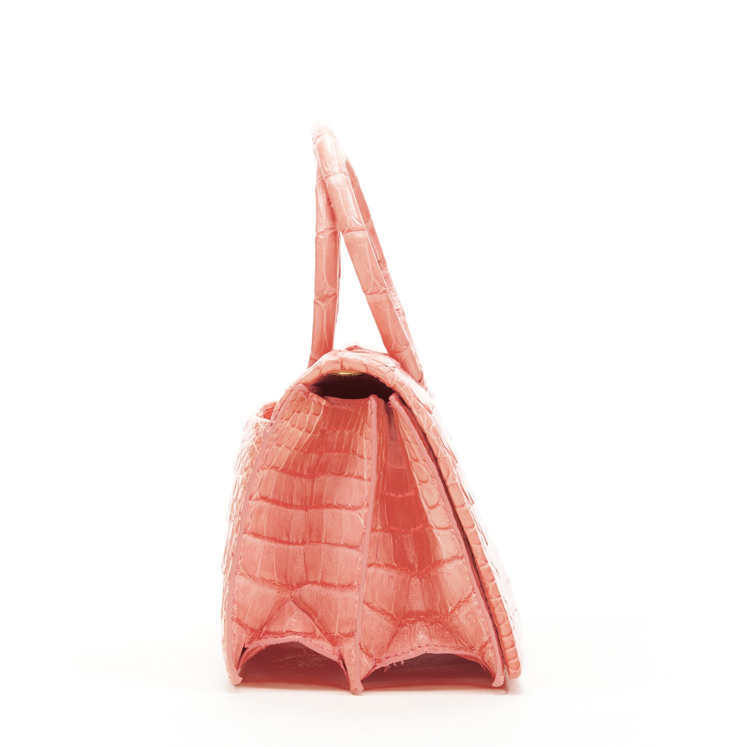 new NANCY GONZALEZ baby pink scaled leather ring handle crossbody bag In New Condition In Hong Kong, NT