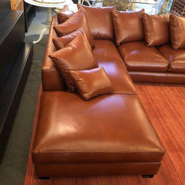 American Nathan Anthony Custom Folio Leather Sectional For Sale