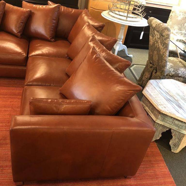 Nathan Anthony Custom Folio Leather Sectional In Good Condition For Sale In San Francisco, CA