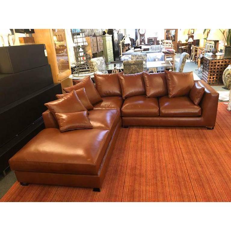 Contemporary Nathan Anthony Custom Folio Leather Sectional For Sale