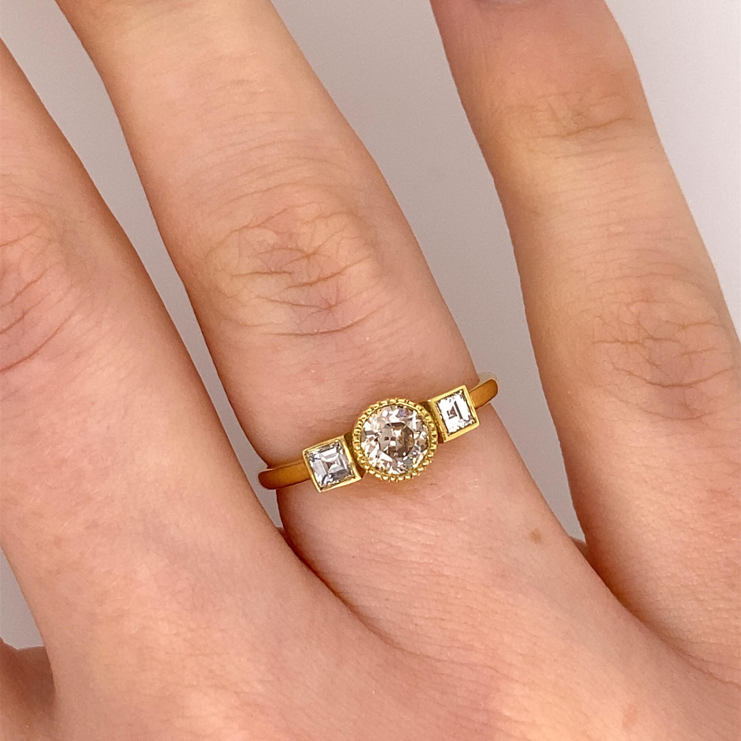 New Nature 0.50ct Round Brilliant Cut Victorian Cut Diamond Ring Pour femmes en vente