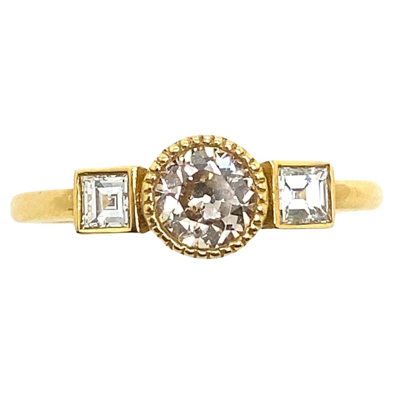 Neuer natürlicher Diamantring mit 0,50 Karat rundem Brillantschliff im viktorianischen Schliff