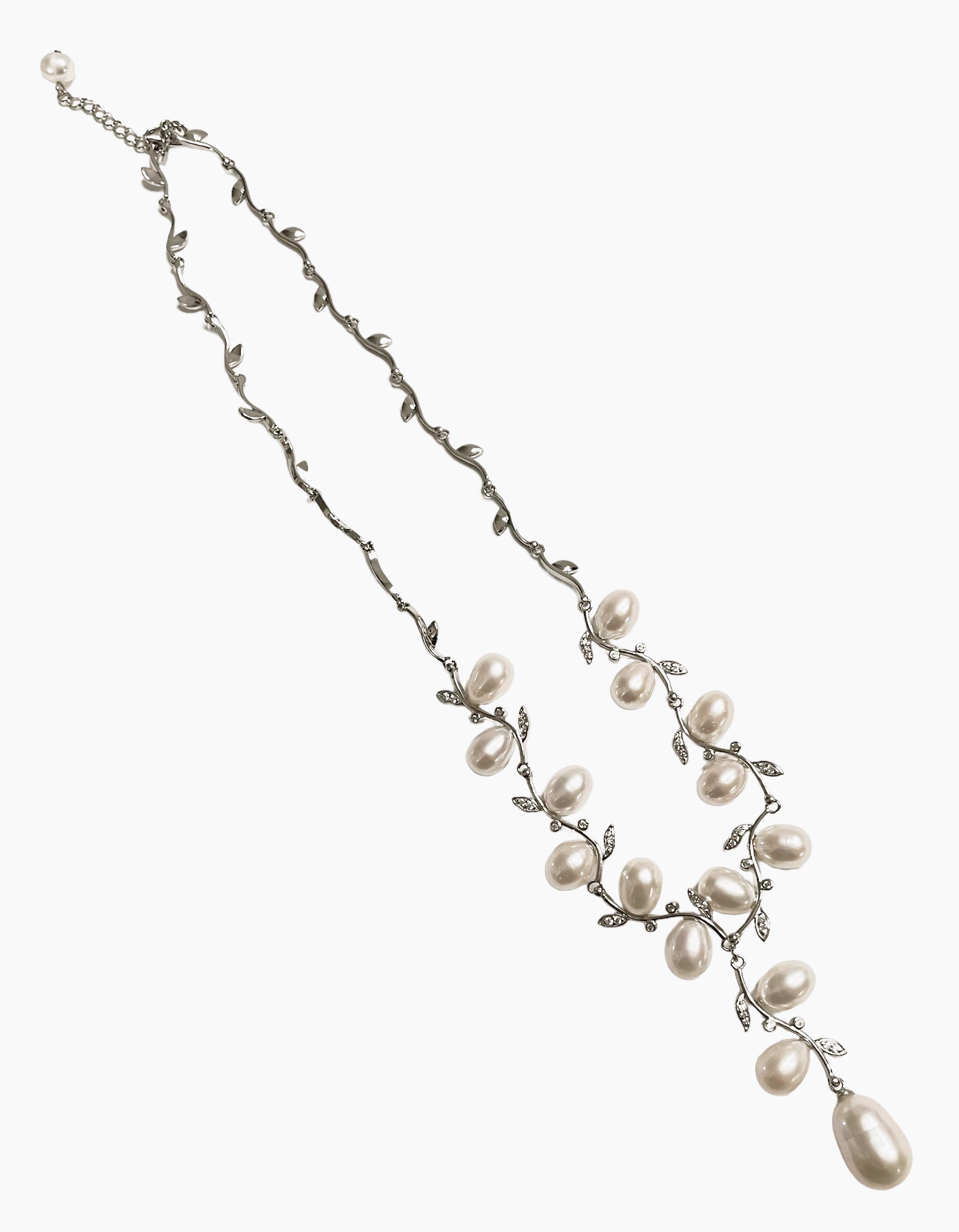 Natrliche Swasserperlen-Halskette aus Sterlingsilber (Art déco)