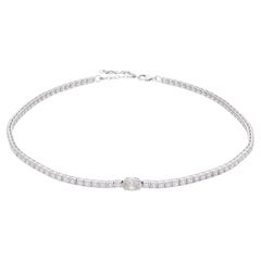 New Nature 9,25 Carat Oval & Round Diamond Choker Necklace 14 Karat White Gold