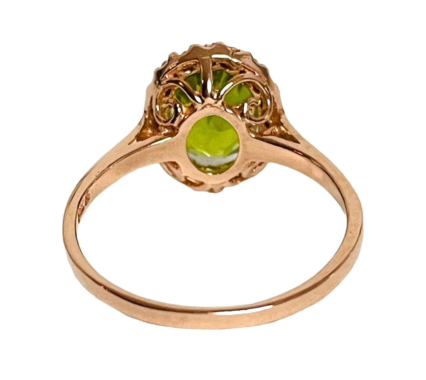 Round Cut New Natural Aaa Green Peridot Oval & White Cz Sterling 925 Silver Ring