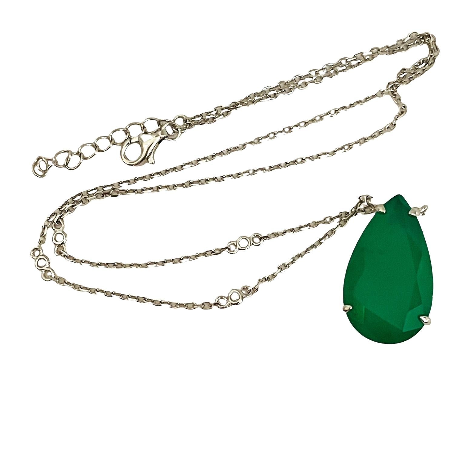 New Natural Forest Green Aventurine Doublet Sterling Necklace and Pendant For Sale 5