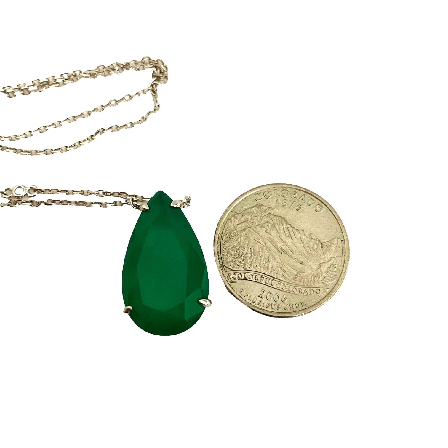 New Natural Forest Green Aventurine Doublet Sterling Necklace and Pendant For Sale 6