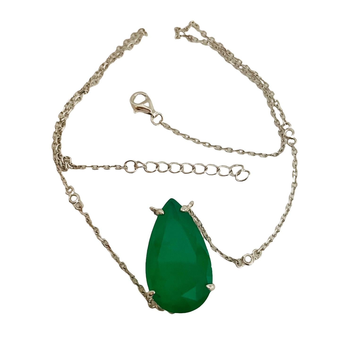 New Natural Forest Green Aventurine Doublet Sterling Necklace and Pendant In New Condition For Sale In Eagan, MN