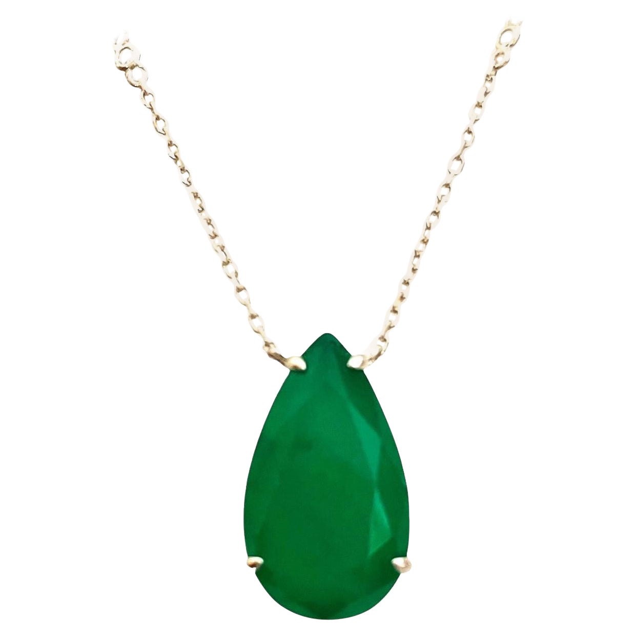 New Natural Forest Green Aventurine Doublet Sterling Necklace and Pendant For Sale