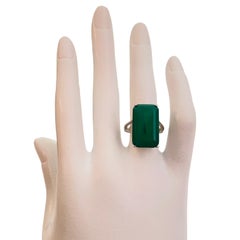 New Natural Forest Green Emerald cut Tsavorite Doublet Sterling Ring Size 6.5