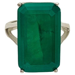 New Natural Forest Green Emerald cut Tsavorite Doublet Sterling Ring Size 6.5