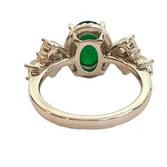 New Natural Forest Green Tsavorite & White CZ Doublet Sterling Ring Size 6.5