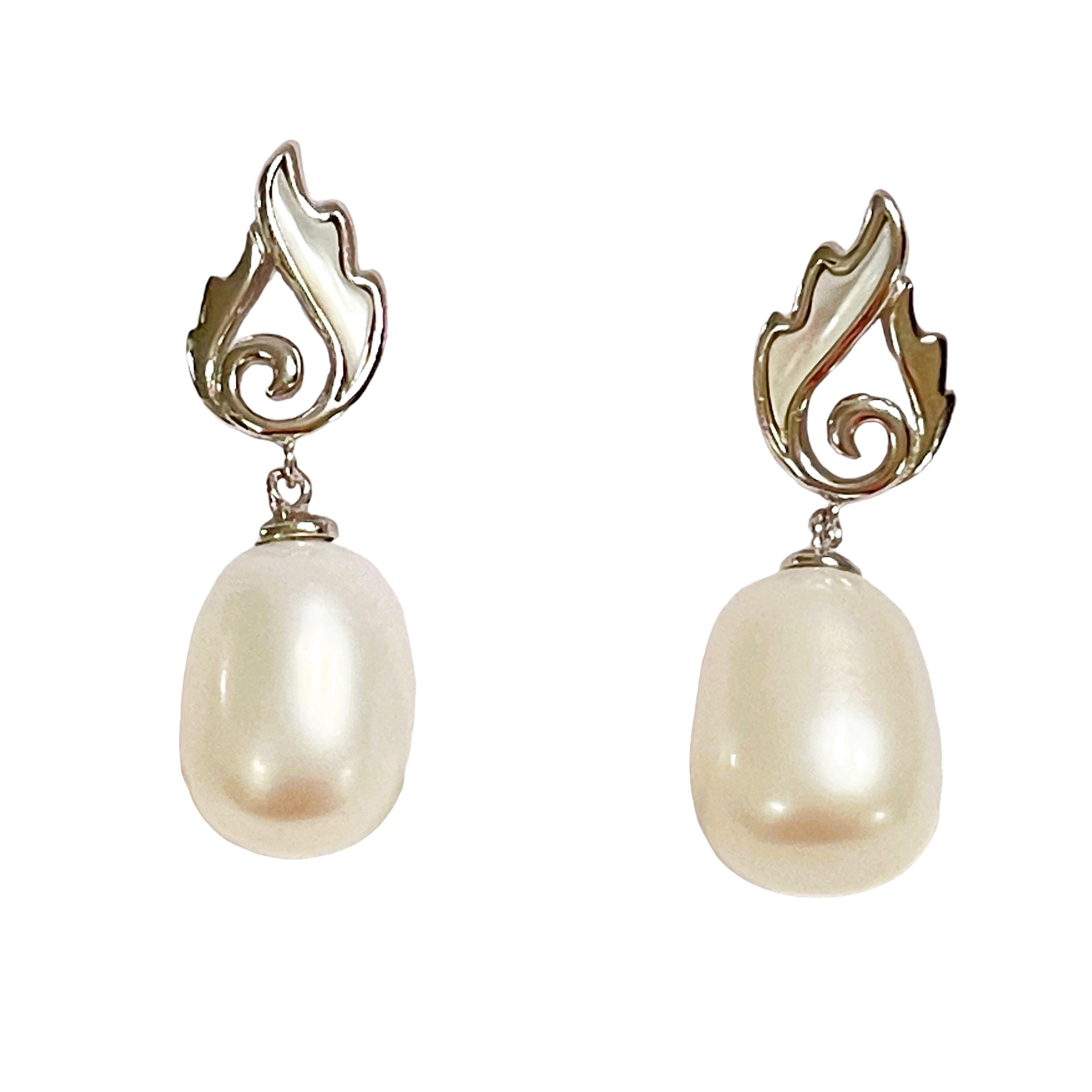 Women's New Natural Fresh Water Pearl Sterling Silver Post Earrings For Sale