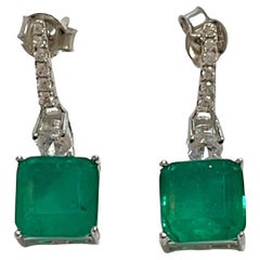 New Natural Green Aventurine Square Cut Sterling Silver Post Earrings