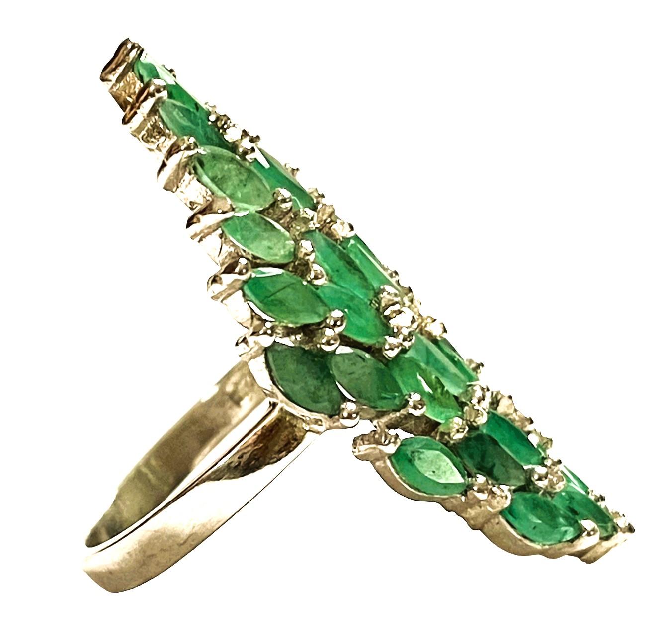 New Natural Green Emerald 925 Sterling Silver Ring 2