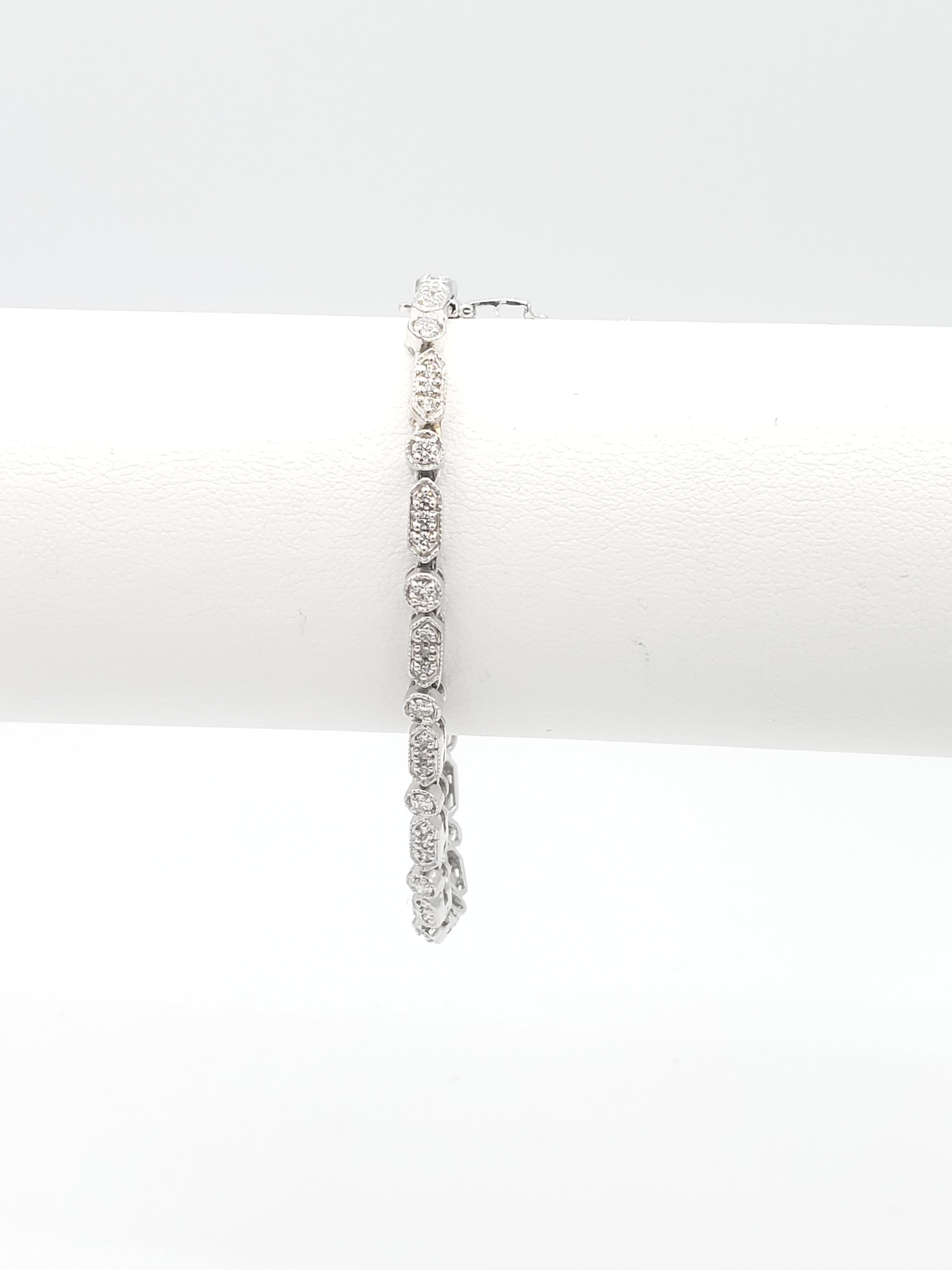New Natural Ideal Cut Hearts and Arrows Firing Diamond Bracelet 18k White Gold For Sale 6
