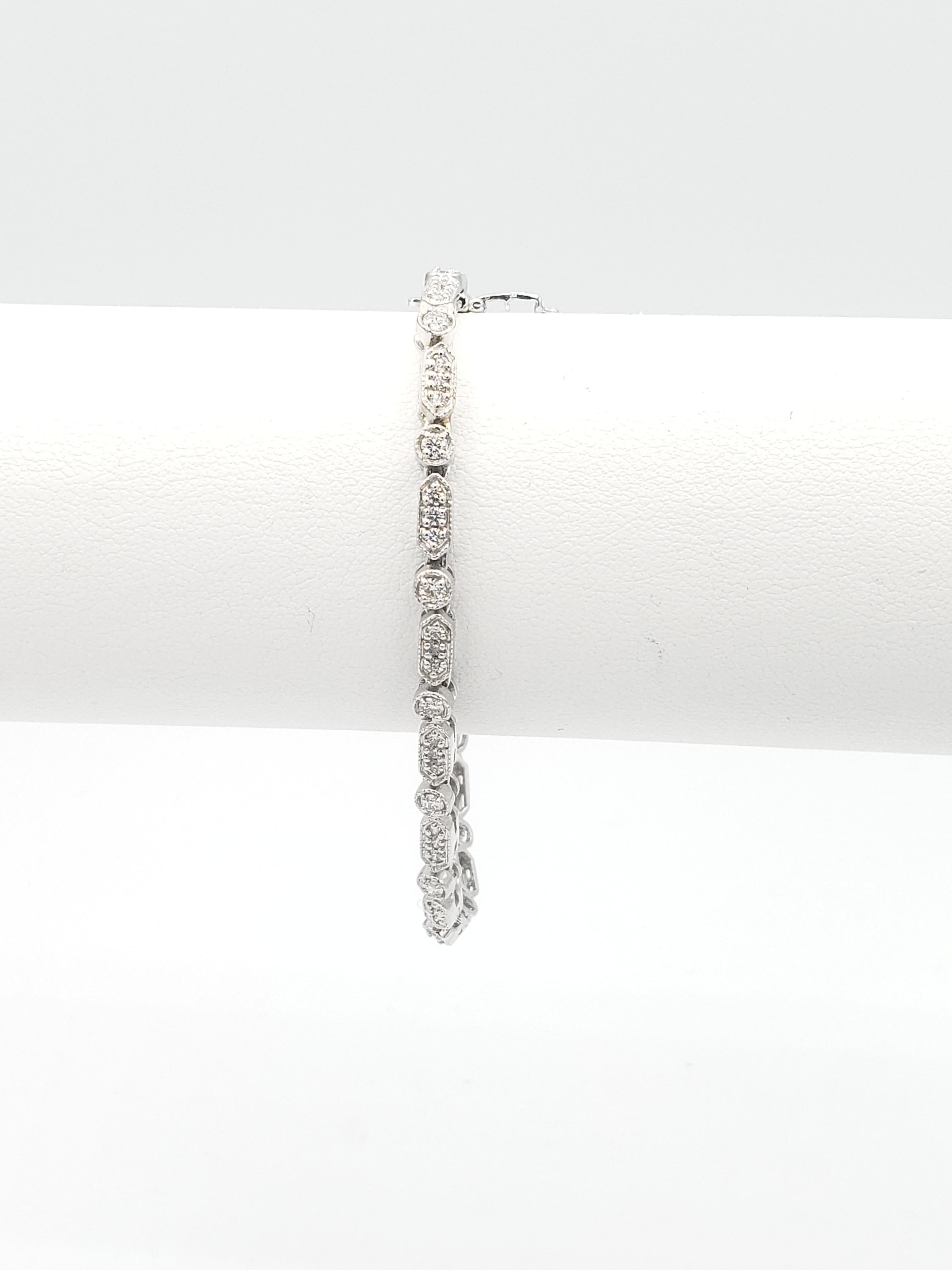 New Natural Ideal Cut Hearts and Arrows Firing Diamond Bracelet 18k White Gold For Sale 7