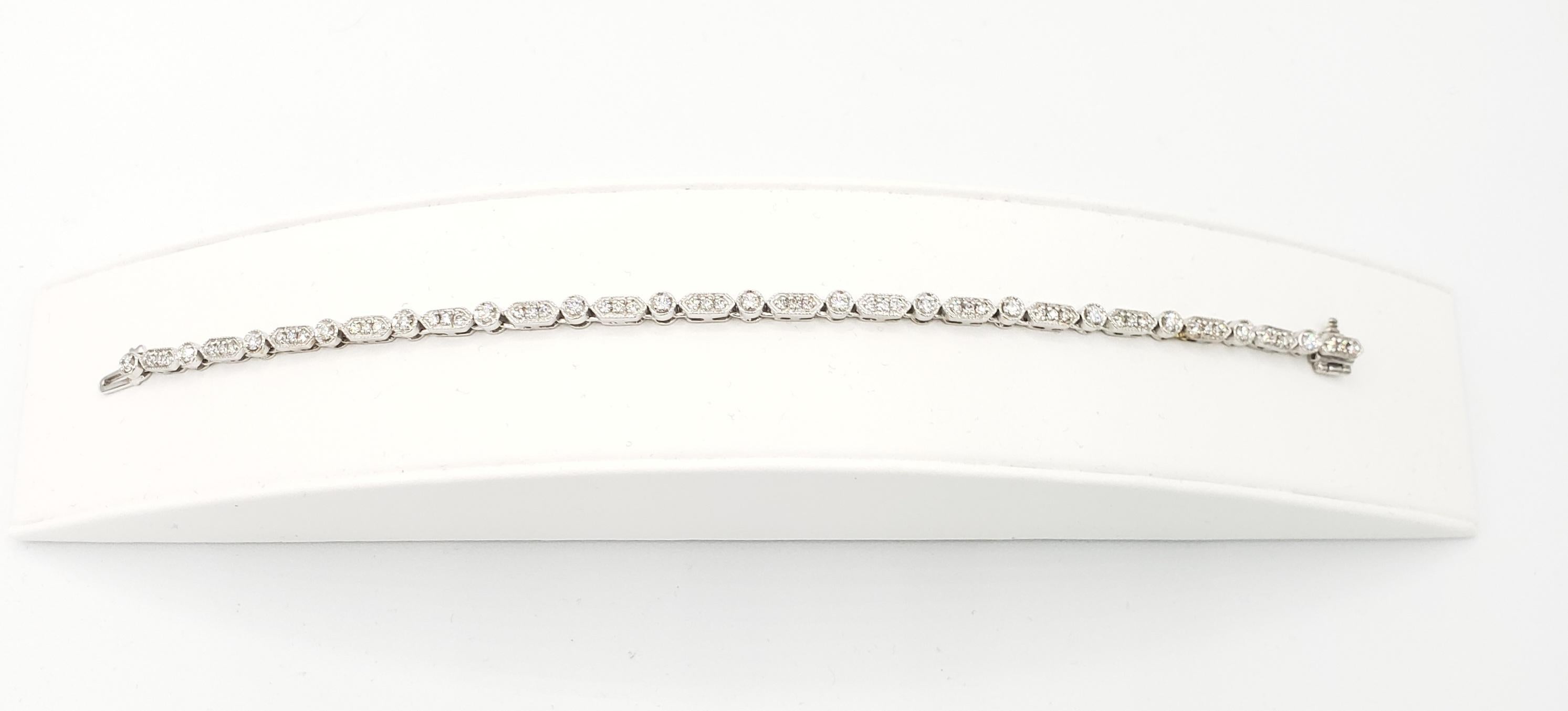 New Natural Ideal Cut Hearts and Arrows Firing Diamond Bracelet 18k White Gold In New Condition For Sale In Warren, NJ