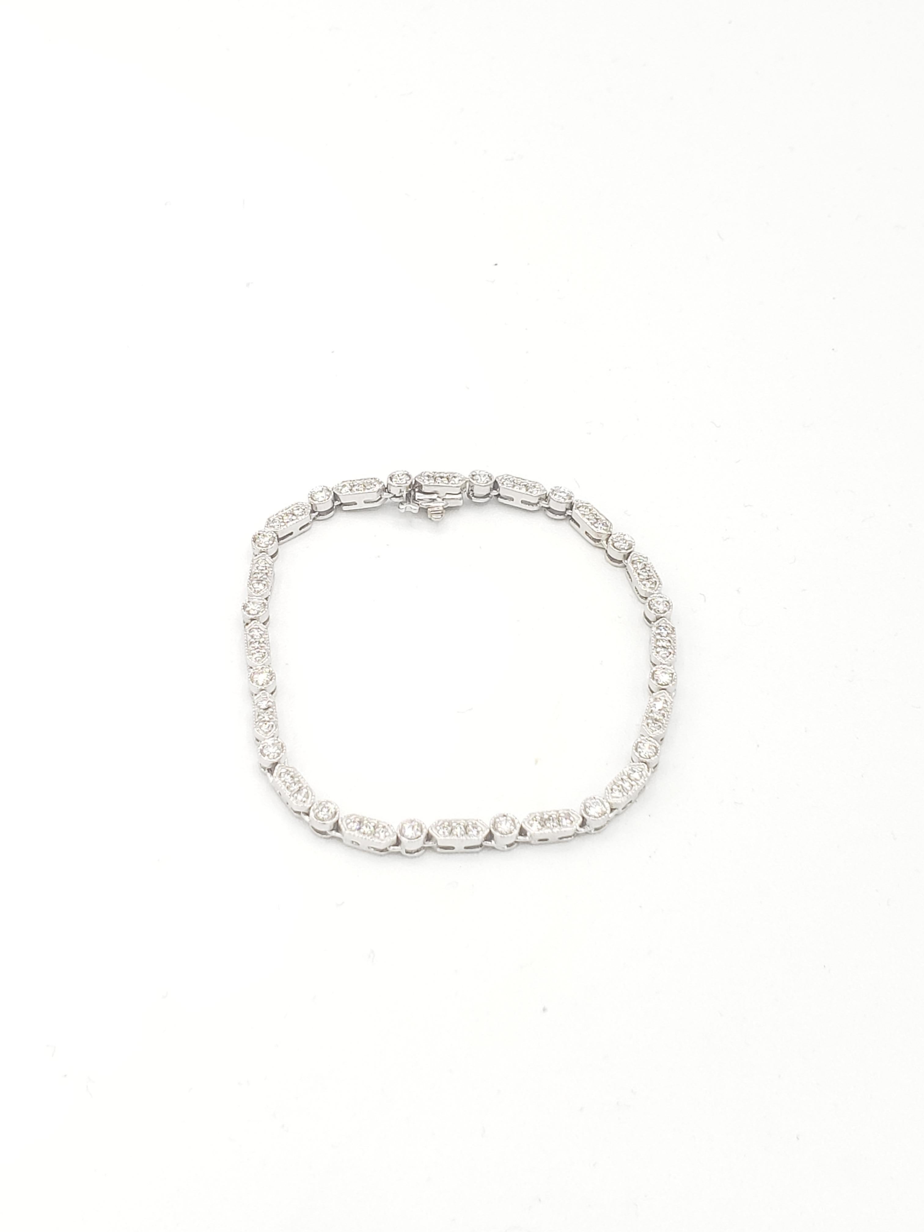 New Natural Ideal Cut Hearts and Arrows Firing Diamond Bracelet 18k White Gold For Sale 3