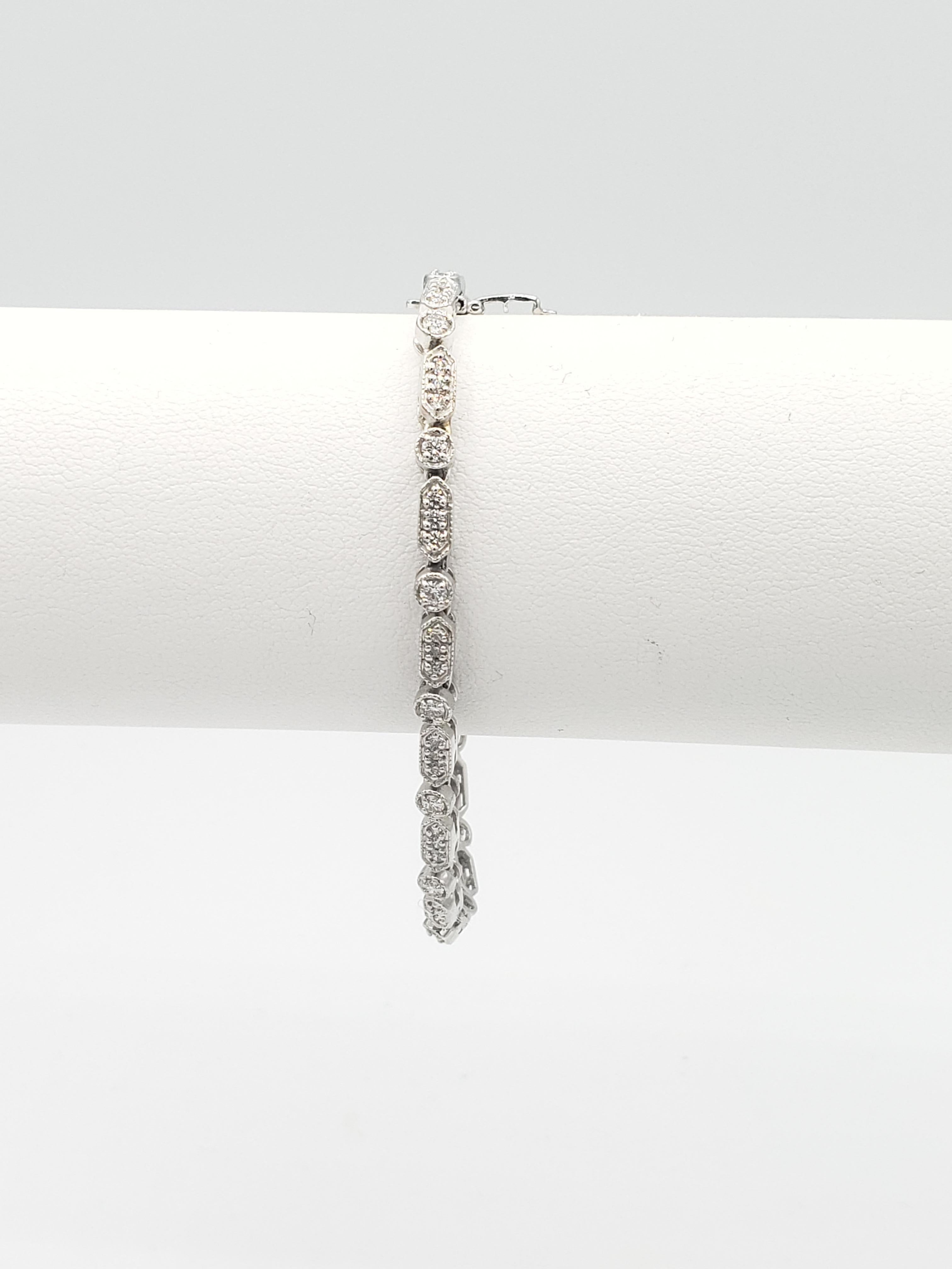 New Natural Ideal Cut Hearts and Arrows Firing Diamond Bracelet 18k White Gold For Sale 4