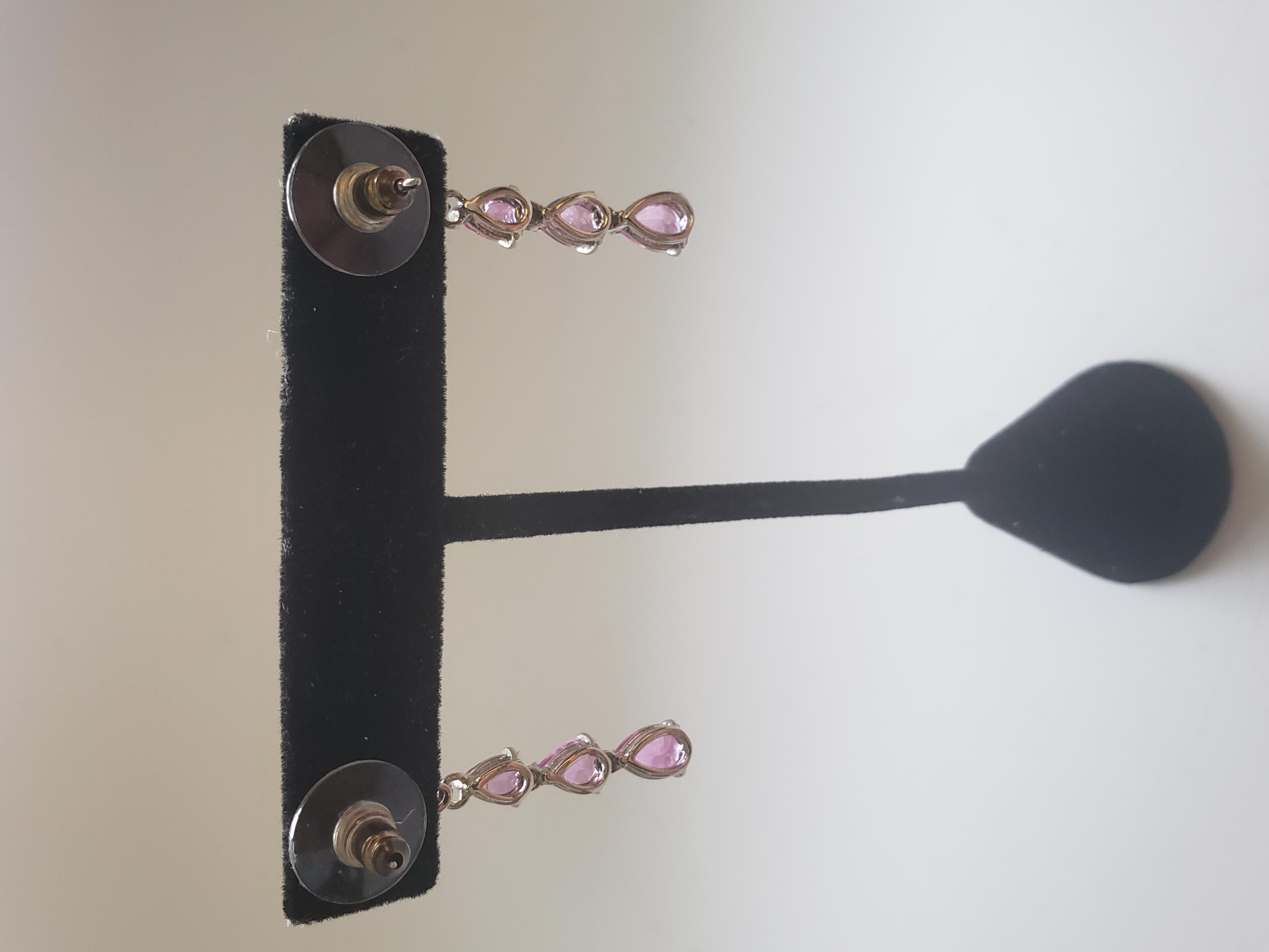 NEW Orecchini con zaffiro rosa naturale in oro bianco 18 carati GAL cert in vendita 3