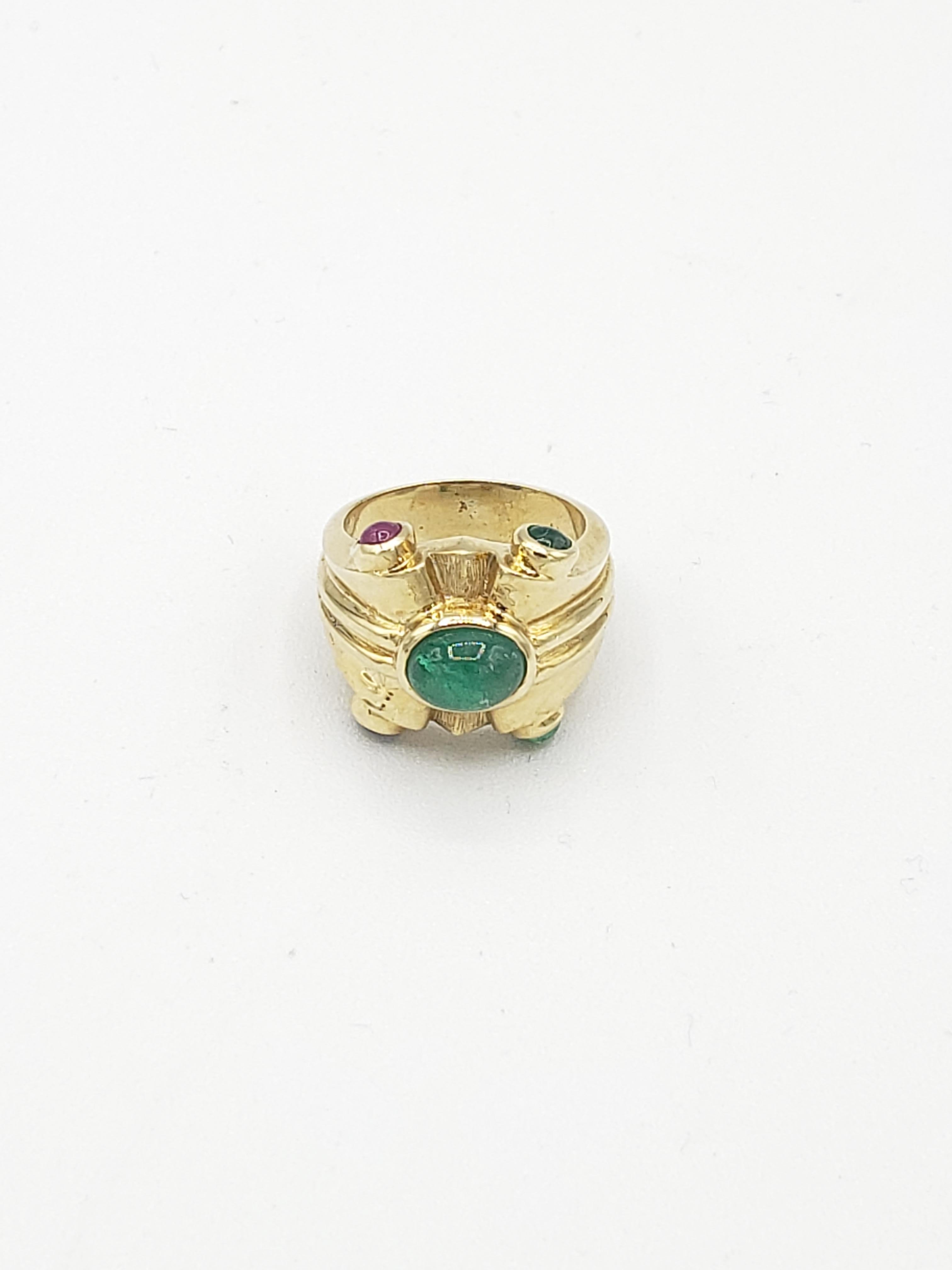 NEU Natural Precious, NEU  Smaragd, Rubin, Saphir Ring in 14k Gelbgold im Angebot 6