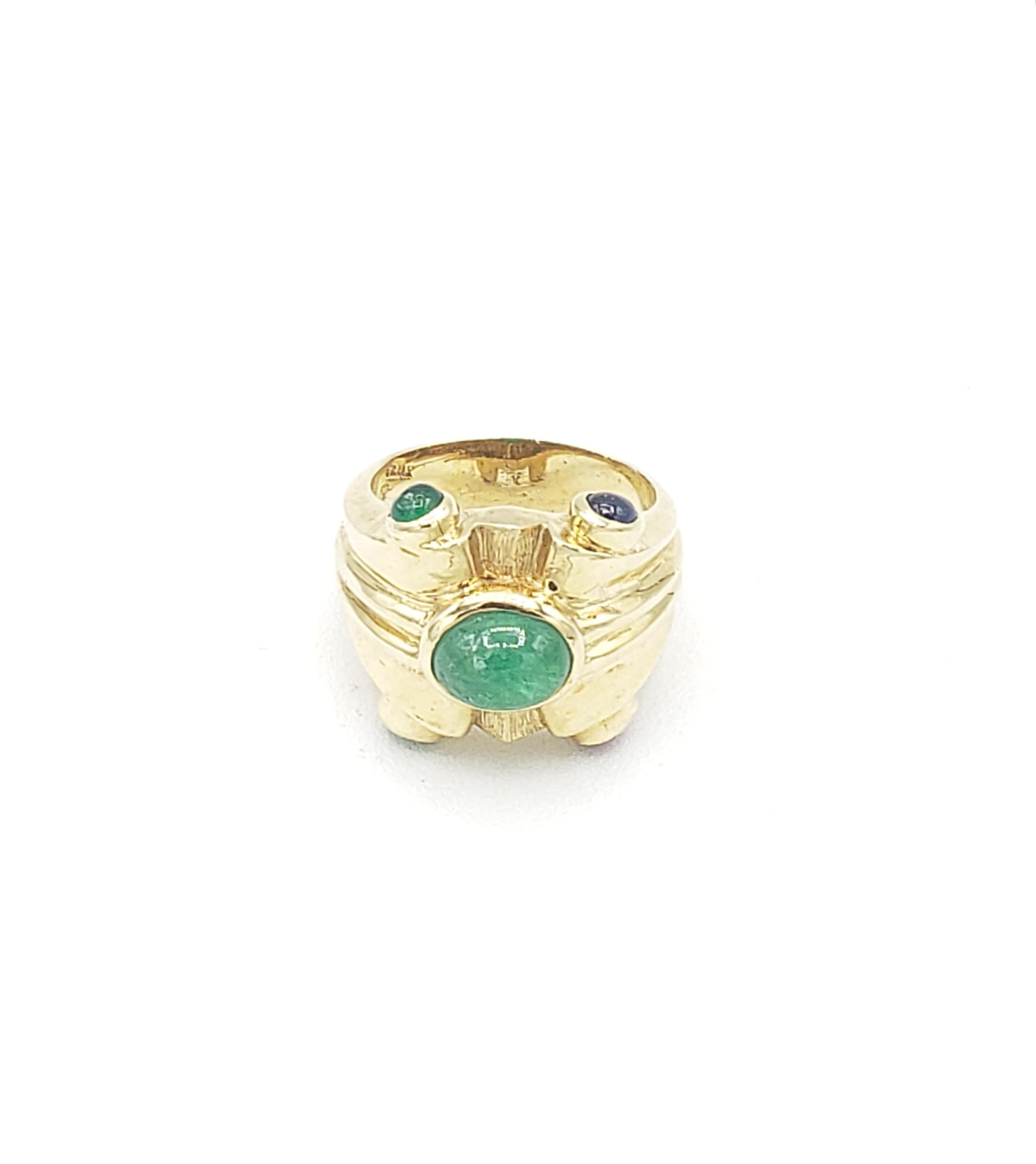 NEU Natural Precious, NEU  Smaragd, Rubin, Saphir Ring in 14k Gelbgold im Angebot 7