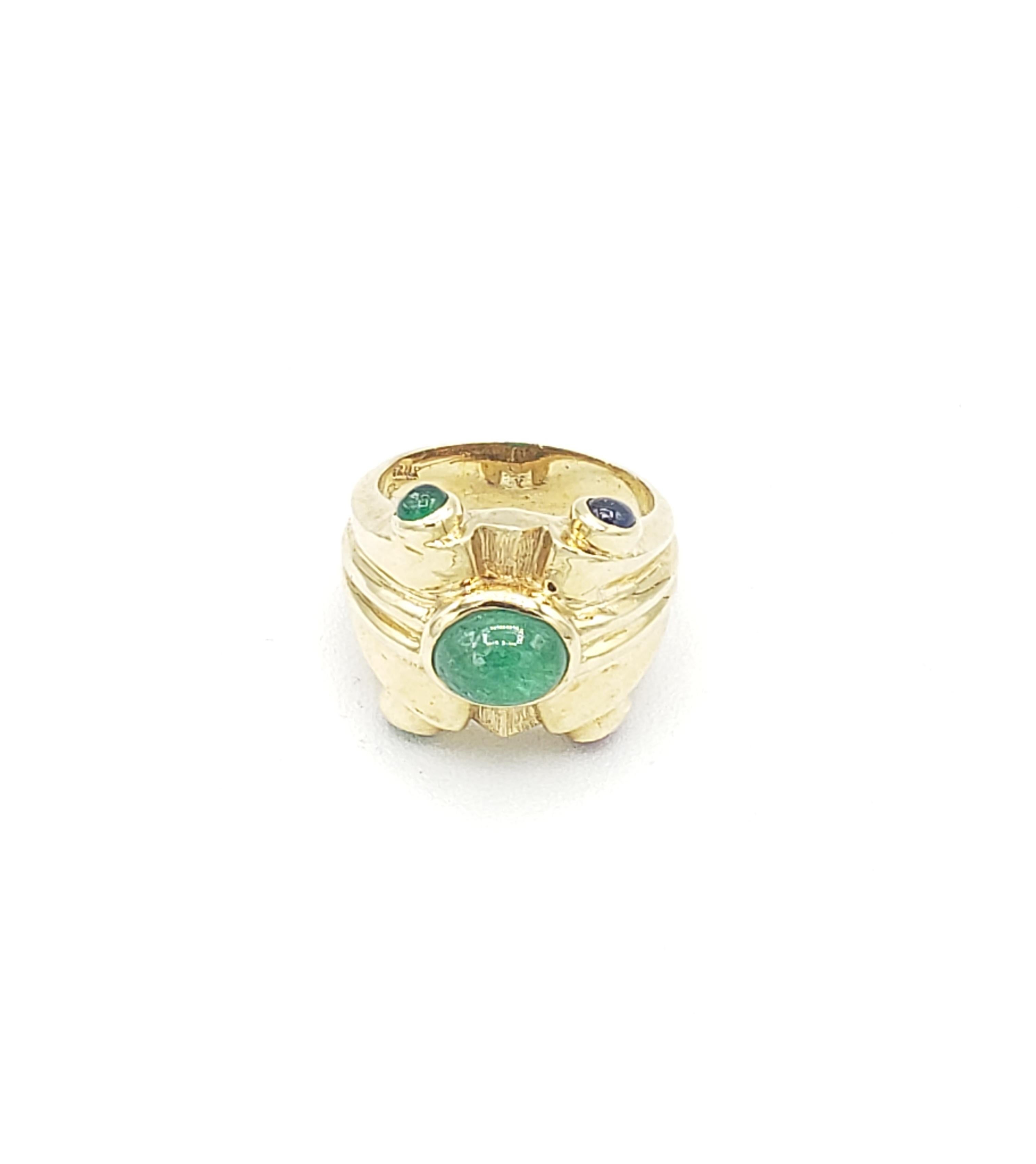 NEU Natural Precious, NEU  Smaragd, Rubin, Saphir Ring in 14k Gelbgold im Angebot 8