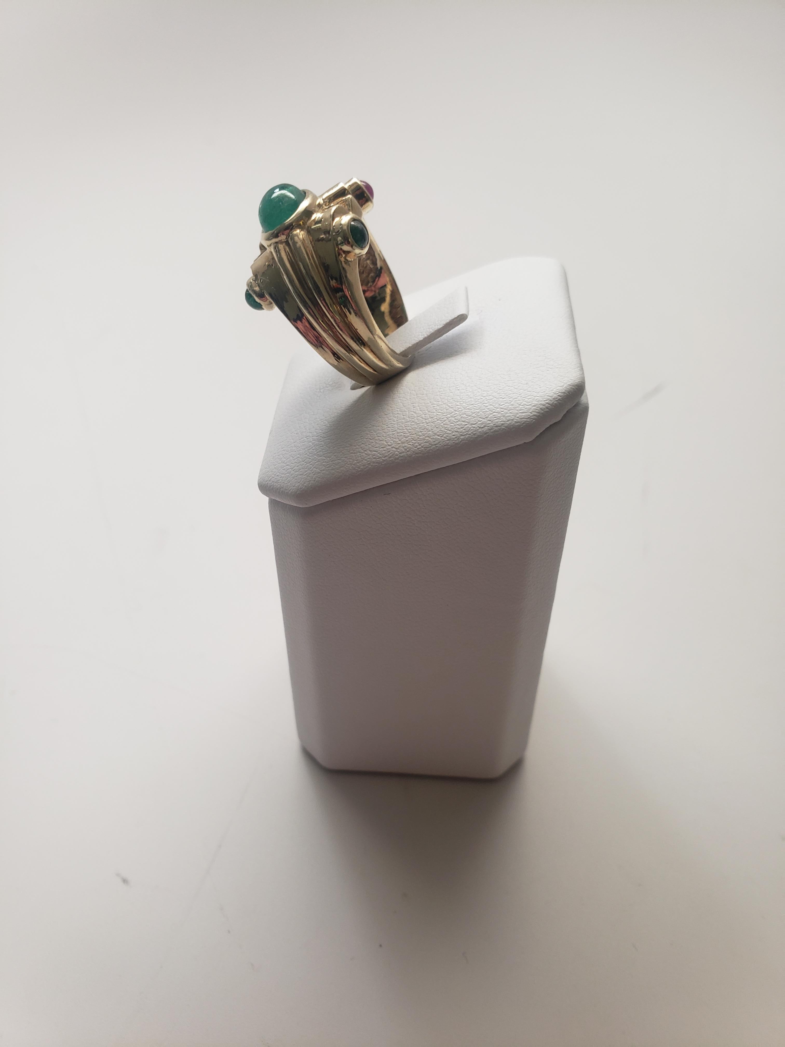 NEU Natural Precious, NEU  Smaragd, Rubin, Saphir Ring in 14k Gelbgold im Angebot 2