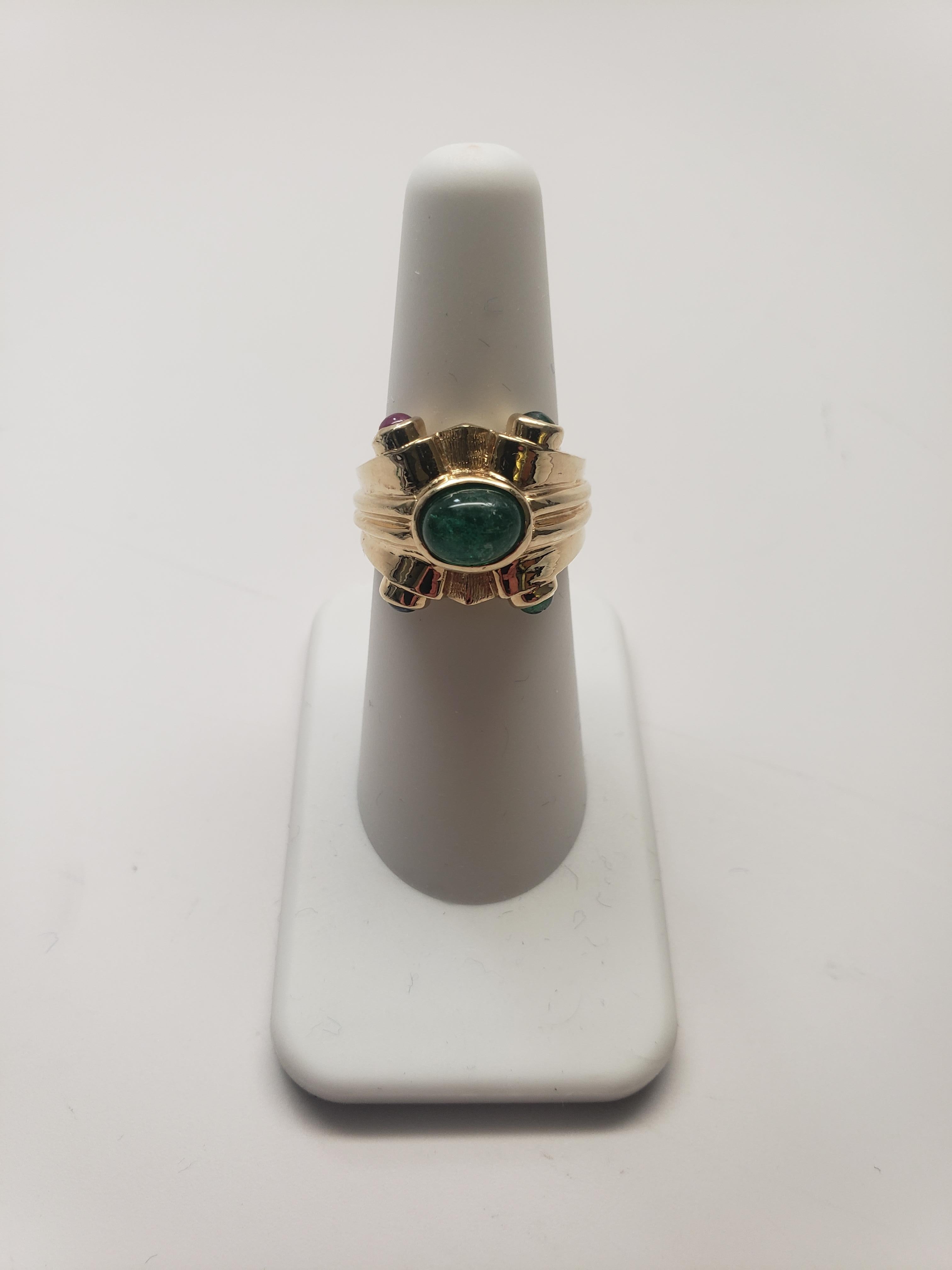 NEU Natural Precious, NEU  Smaragd, Rubin, Saphir Ring in 14k Gelbgold im Angebot 3